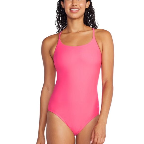 Speedo Other - NWT Speedo Women's Pink Swimsuit One Piece Flex Double Cross Back Moderate Cut 8